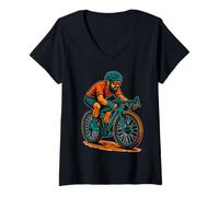Donna Ride Gravel Stay Wild Cycling Adventure Design Maglietta con Collo a V