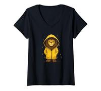 Donna Ridere attraverso la tempesta con questo leone in impermeabile Maglietta con Collo a V