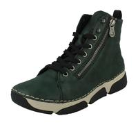 Donna Rieker con Lacci & Zip Piatto Fodera IN Pile Casual Stivali Caviglia