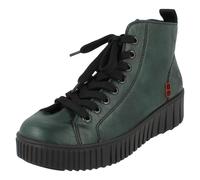 Donna Rieker Fodera Pile Zip E con Lacci Zeppa Stivali Caviglia Y6121