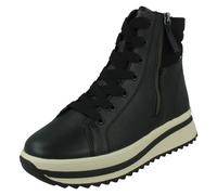 Donna Rieker IN Pelle Con Lacci Doppia Zip Pile Foderato Stivali Casual - W3870