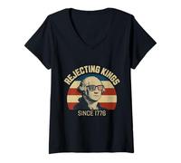 Donna Rifiutando Kings George Washington USA Flag 4th Of July Men Maglietta con Collo a V