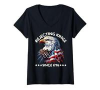 Donna Rifiutare i re dal 1776 Bandiera Patriottica USA We The People Maglietta con Collo a V
