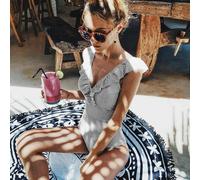 Donna Righe one piece Costume Push Up Spiaggia Stile Vintage Intero