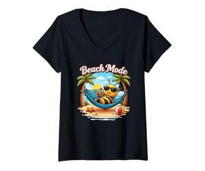 Donna Rilassante Beach Bee Graphic Summer Vibes Maglietta con Collo a V