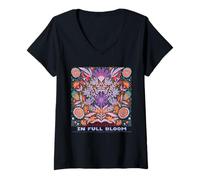 Donna Rimane selvaggio, Flower Child in Full Blooms Illustrazioni Maglietta con Collo a V