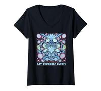 Donna Rimani selvaggio, Flower Child - Lasciati fiorire graphic Maglietta con Collo a V