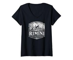 Donna Rimini Emilia-Romagna Stampa xilografia Italia Maglietta con Collo a V