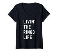 Donna Ringo Che Vive la Vita di Ringo Nome Divertente Maglietta con Collo a V