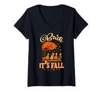 Donna Ringraziamento Autunno Bruh It's Fall Oca Zucca Spice Maglietta con Collo a V