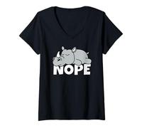 Donna Rinoceronte Pigro Nope Not Today Safari Pigrizia Maglietta con Collo a V