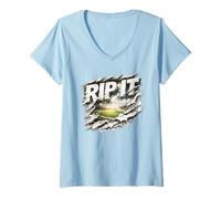 Donna Rip It Divertente Regalo di Gioco Lacrosse Player LAX Maglietta con Collo a V