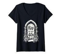 Donna RIP to My 40's, Funny 50th Birthday 50 Years Old Maglietta con Collo a V