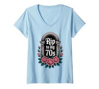 Donna RIP to My 70's, Funny 80th Birthday 80 Years Old Maglietta con Collo a V