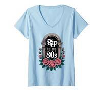 Donna RIP to My 80's, Funny 90th Birthday 90 Years Old Maglietta con Collo a V