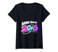 Donna Riportare Indietro 2016 - Y2K Nostalgia Throwback Gen Z Maglietta con Collo a V