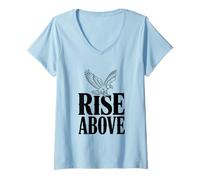 Donna Rise Above: Eagle Soaring High è fonte di Ispirazione Maglietta con Collo a V