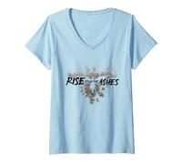 Donna Rise from The Ashes Inspirational Cool Quotes Graphic Design Maglietta con Collo a V