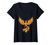 Donna Rising Phoenix Rise From The Ashes Mitico Maglietta con Collo a V