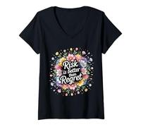 Donna Risk Is Better Than Regret Chance Efforts Lessons - Maglietta con Collo a V