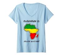 Donna Riso Jollof Divertente e Lupo Africano Maglietta con Collo a V