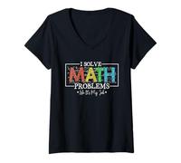 Donna Risolvo Problemi di Matematica Come se Fosse Il Mio Lavoro Divertente per Tornare a Scuola Maglietta con Collo a V