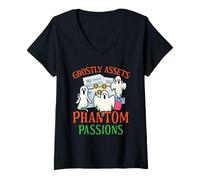 Donna Risorse spettrali Passioni Fantasma Contabile Spaventoso Halloween Maglietta con Collo a V