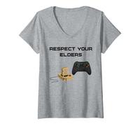 Donna Rispetta Il Tuo Elders Classic Controller Maglietta con Collo a V