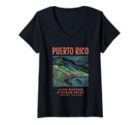 Donna Ritmo lussureggiante di Porto Rico & Ocean Pride Maglietta con Collo a V