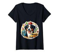 Donna Ritorno a scuola Entlebucher Cane di montagna Ragazzo Ragazze Bambini Proprietario Maglietta con Collo a V