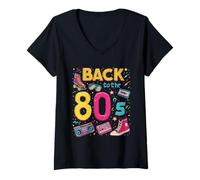 Donna Ritorno agli Anni '80 Retro Vibes Nostalgic Fun Throwback Memories Maglietta con Collo a V