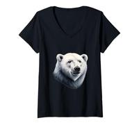 Donna Ritratto dell'orso Polare | Testa dell'orso ghiacciato Maglietta con Collo a V