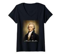 Donna Ritratto di Alexander Hamilton Maglietta con Collo a V