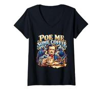 Donna Ritratto di Edgar Allan Poe Maglietta con Collo a V