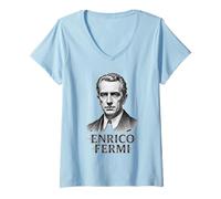 Donna Ritratto di Enrico Fermi Maglietta con Collo a V