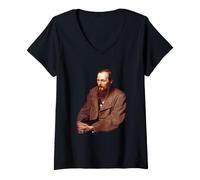 Donna Ritratto di Fyodor Dostoevsky per Vasily Perov Maglietta con Collo a V