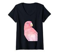 Donna Ritratto Pappagallo Acquerello Lory (EOS bornea) Maglietta con Collo a V