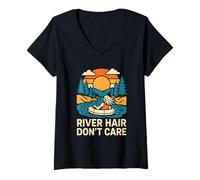 Donna River Float Trip Hair Don't Care Vintage Donne. Maglietta con Collo a V
