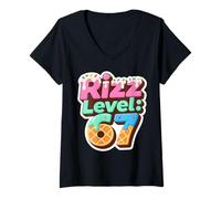 Donna Rizz Level 67 Meme Shirt Ice Cream Drip Meme Six Seven 6 7 Maglietta con Collo a V