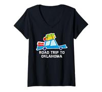 Donna Road Trip To Oklahoma Vacanze in Famiglia Road Trip Maglietta con Collo a V