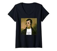 Donna Robert Burns Ritratto Divertente Maglietta con Collo a V