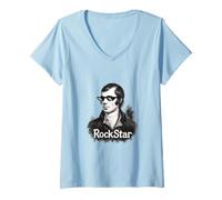 Donna Robert Burns Rockstar Poeta Design Maglietta con Collo a V
