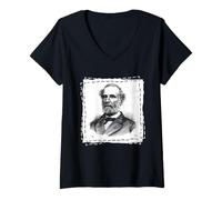 Donna Robert E Lee Guerra Civile Confederato Generale Ritratto Arte Maglietta con Collo a V