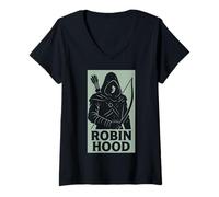 Donna Robin Hood 1 Maglietta con Collo a V