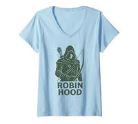 Donna Robin Hood (Verde) Maglietta con Collo a V