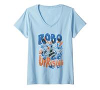 Donna Robo Uprising - Retro Robot AI Revolution Maglietta con Collo a V