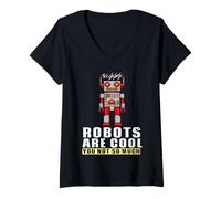 Donna Robots Are Cool You Not So Much Robot Maglietta con Collo a V