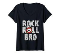 Donna Rock And Roll Brother per Brothers Who Rock Maglietta con Collo a V