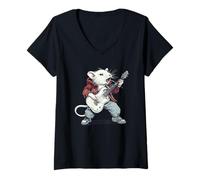 Donna Rock and Roll con questo chitarrista White Rat Maglietta con Collo a V