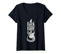 Donna Rock And Roll Graphic Tees - Novelty T-Shirts & Cool Designs Maglietta con Collo a V